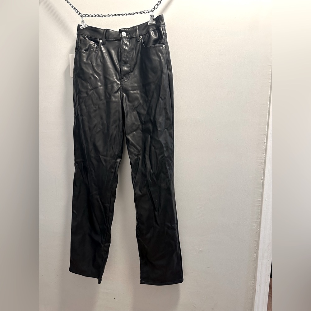 Leather like straight leg 90s wide leg pant